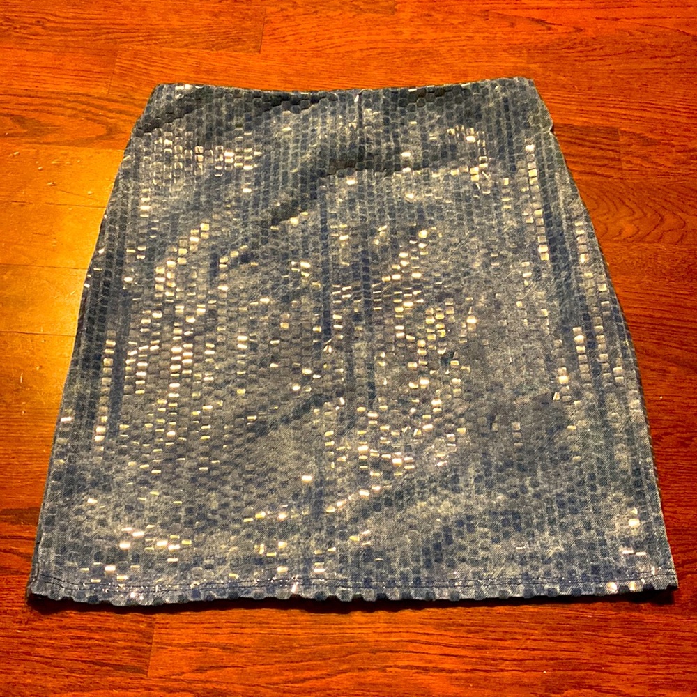 Blue Sequins Mini Skirt
